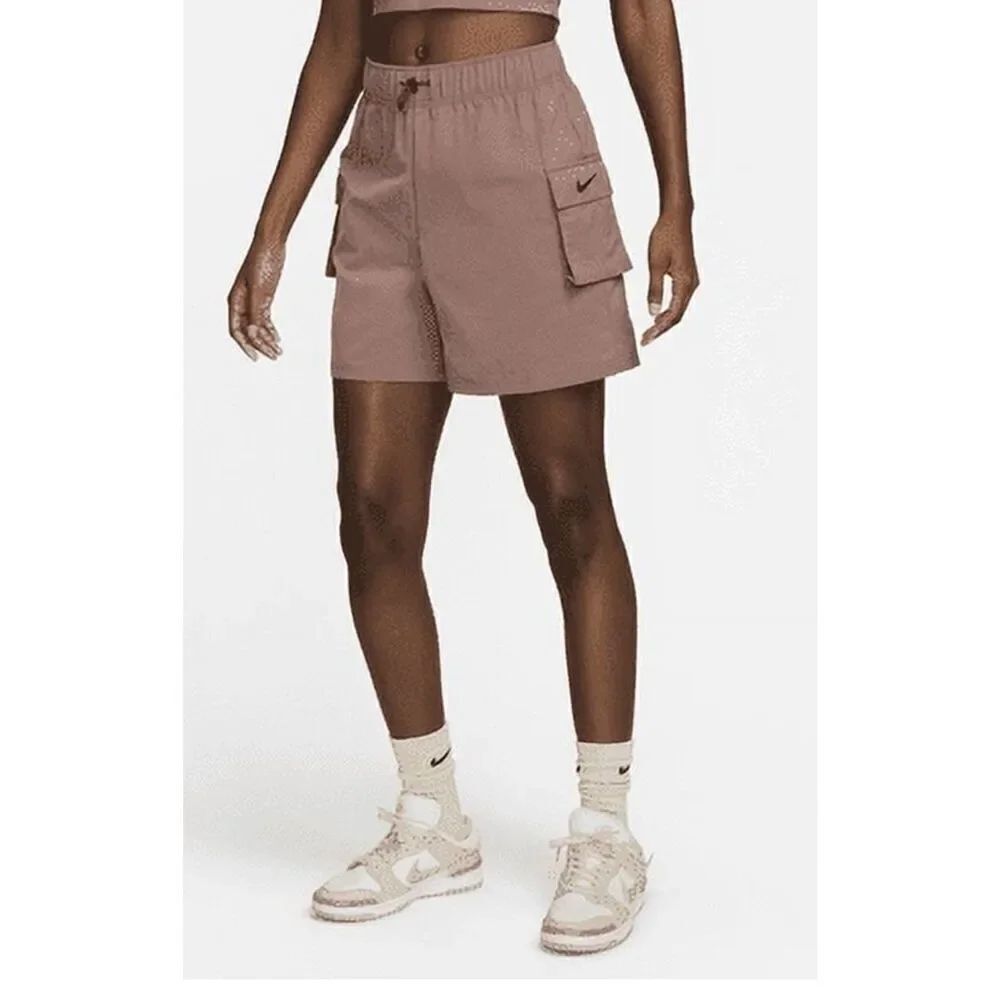 Nike Women's XS Woven High Rise loose fit Cargo Shorts Smokey Mauve